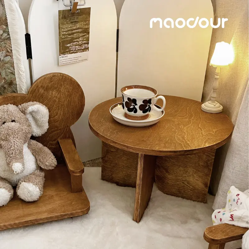 living room pet furniture - Vintage Round Pet Side Table and Mini Chair Set